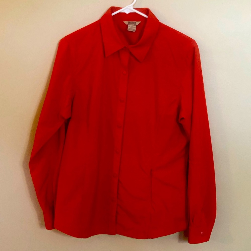 Duluth Women's Orange Button Down Shirt sz Med cool plus